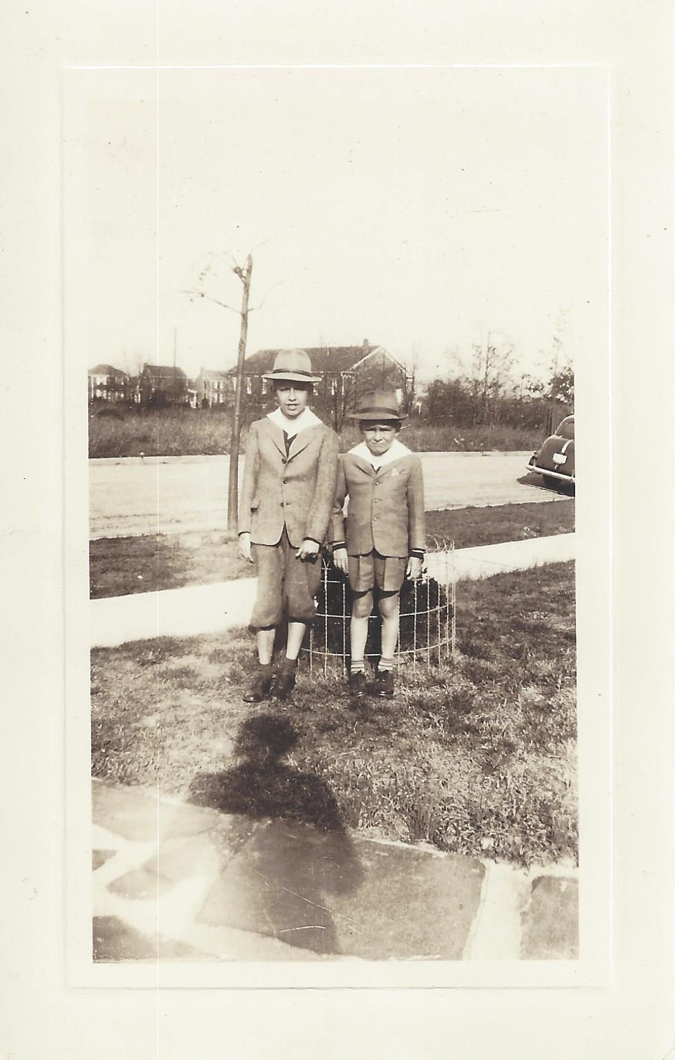 Bill and Gabe in sailor suits, 1940s