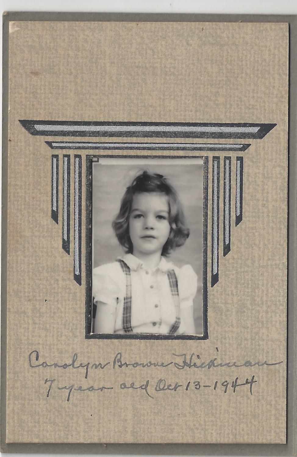 Carolyn Brown Hickman, age 7, 1944