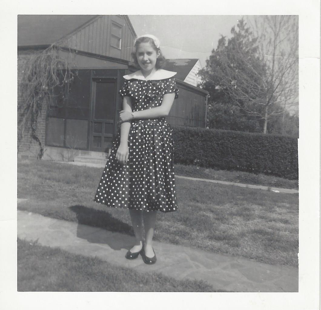 Diane in polka dot dress, teenager
