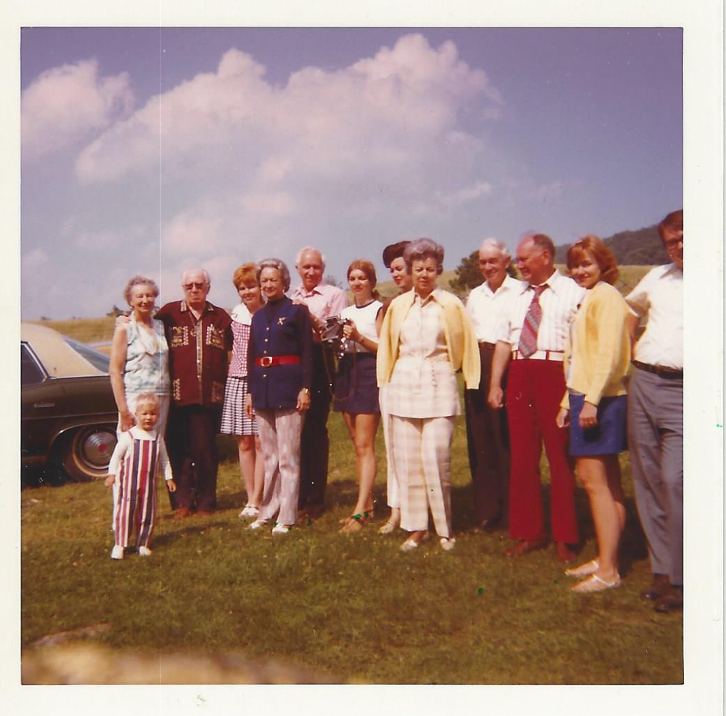 Hickman family gathering at Back Creek, 1970s