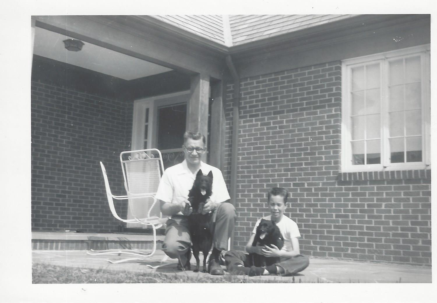 Pete with father JKH and dogs