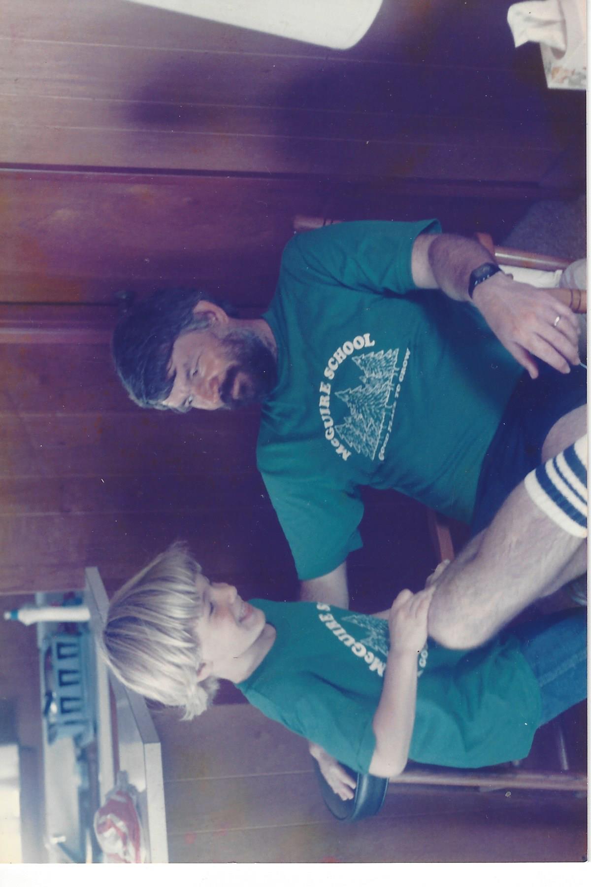 Brendan and Pete in McGuire School shirts